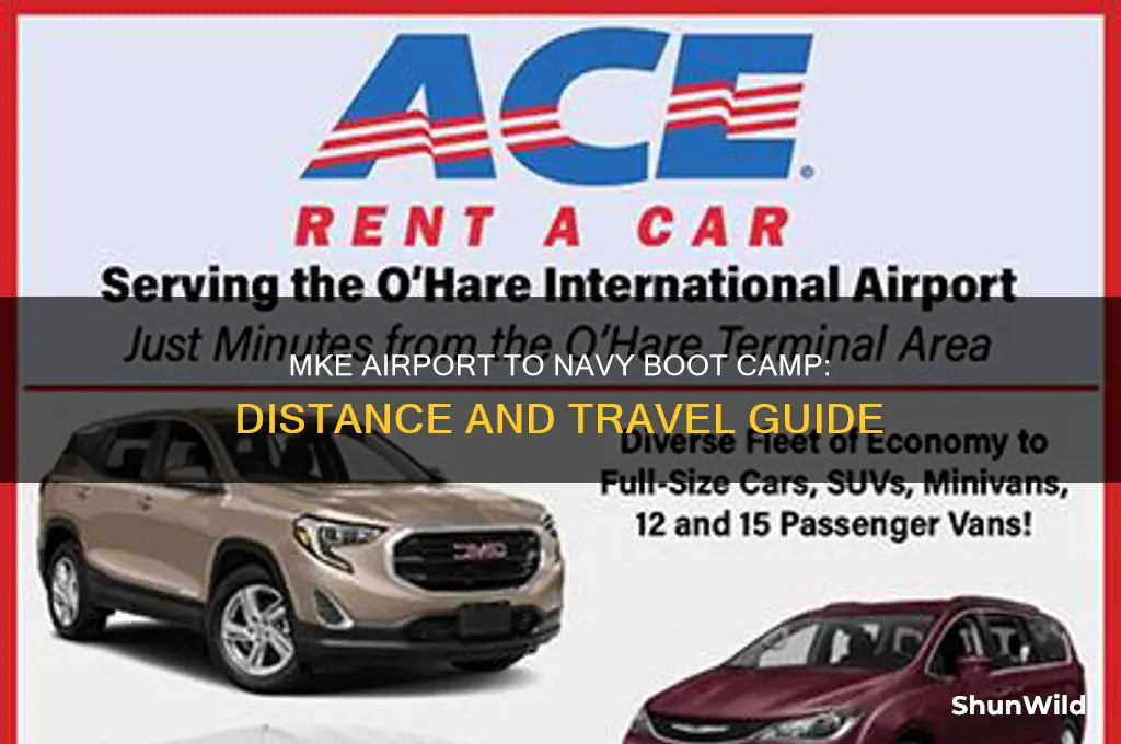 how far is mke airport from navy boot camp