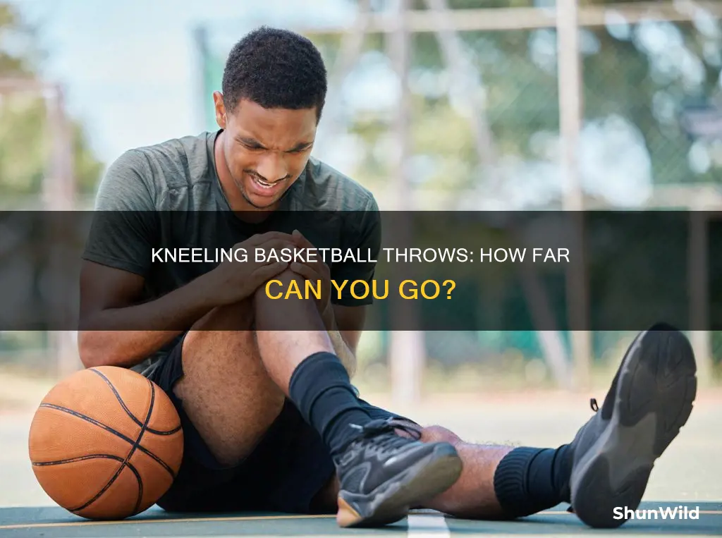 how far throw basketball on knees