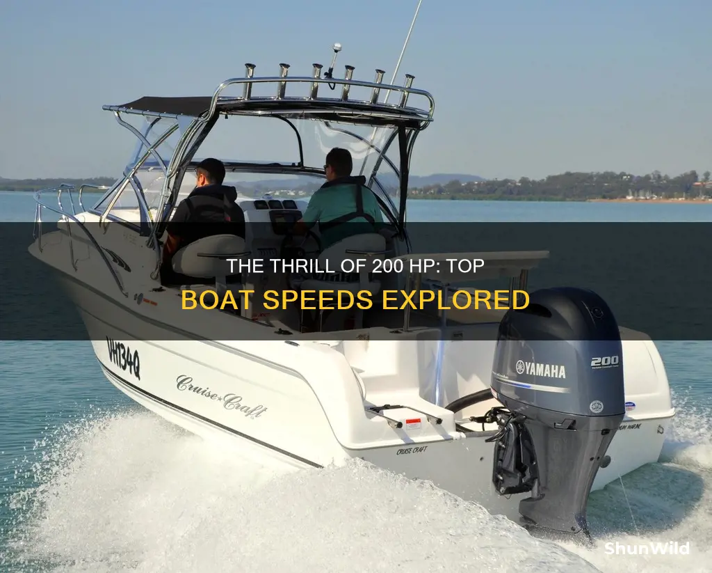 how fast does 200 hp boat go