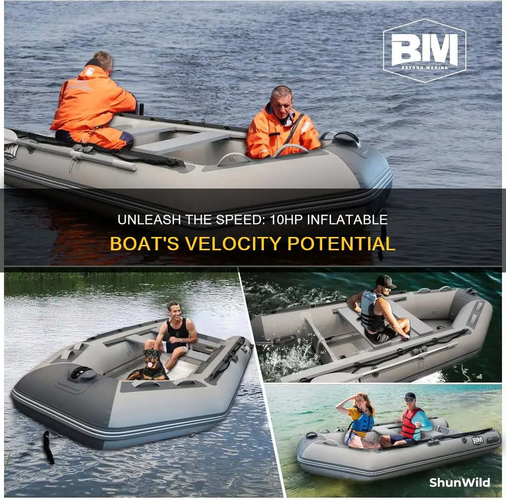 how fast does inflatable boat go with 10hp