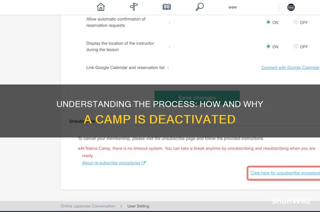 how is camp deactivated