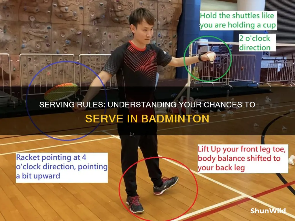 how many attempts do you get to serve in badminton