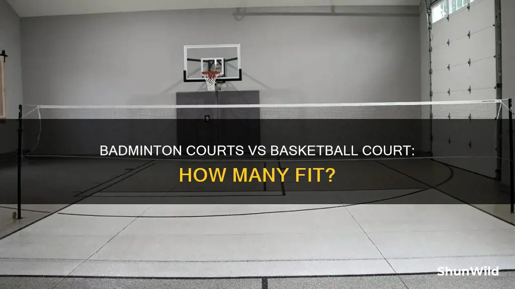 how many badminton courts fit in a basketball court