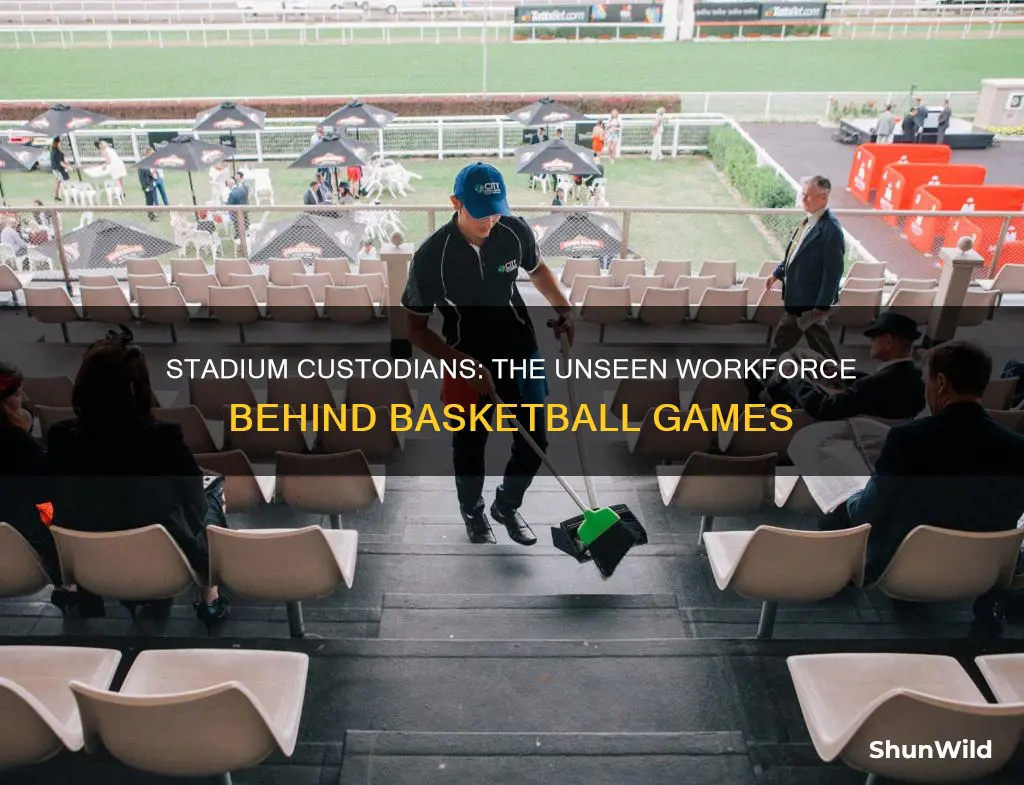 how many custodians work at a basketball stadium