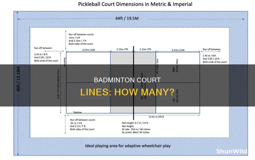 how many lines does a badminton court have