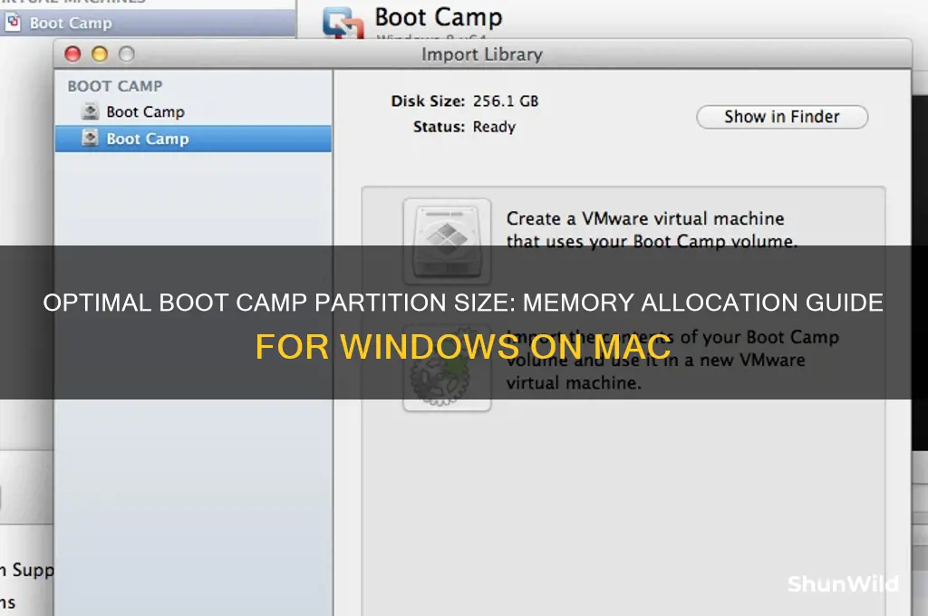 how much memory should i partition for boot camp