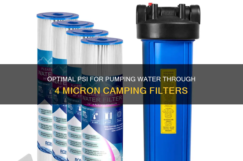 how much psi pump water through 4 micron filter camping