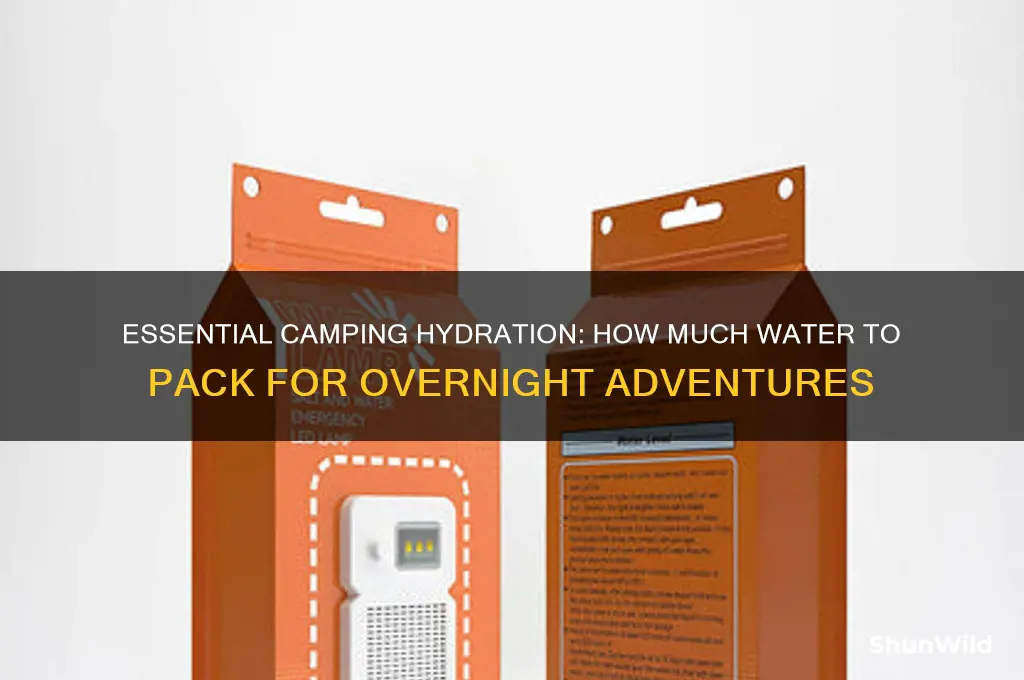 how much water for oen night of camping