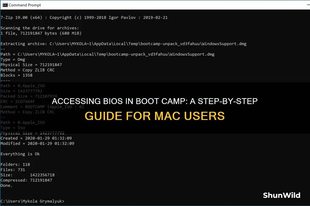 how to access bios in boot camp