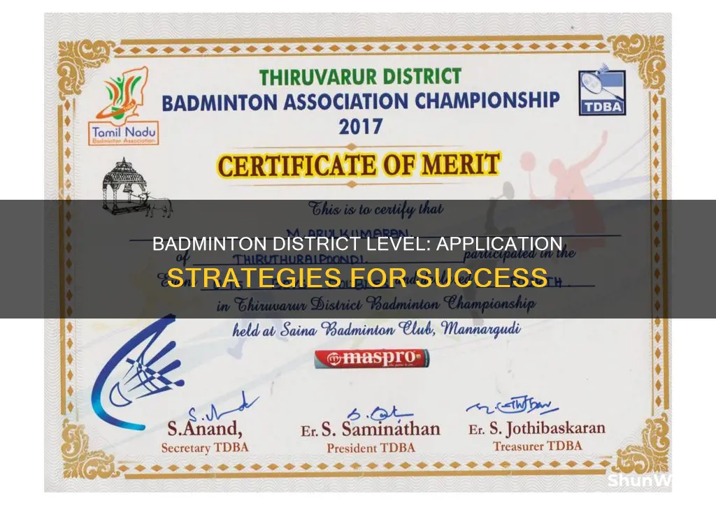 how to apply for badminton district level