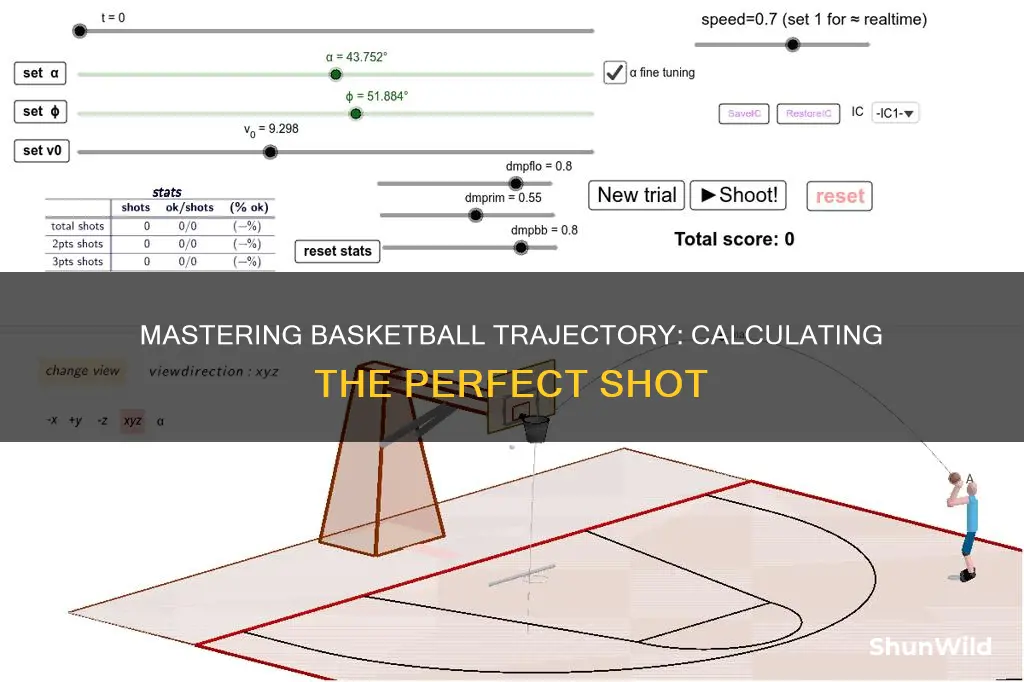 how to calculate trajectory of a basketball