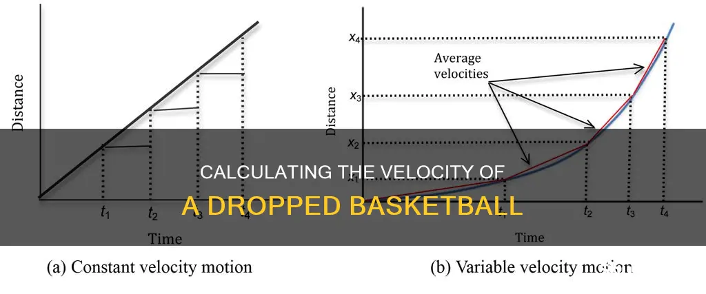 how to calculate velocity of a dropped basketball