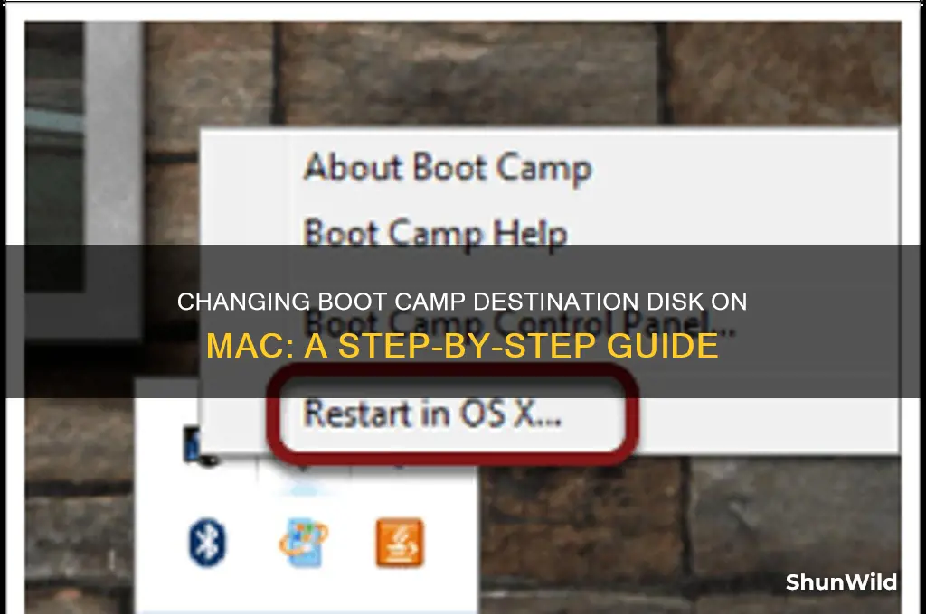 how to change destination disk in mac boot camp