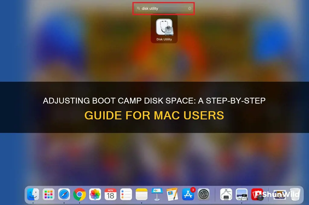 how to change disk space in boot camp