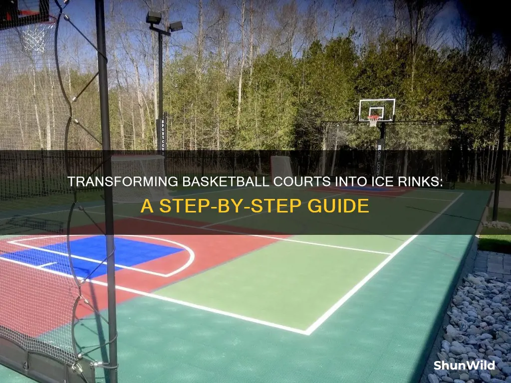 how to change from basketball floor to ice rink