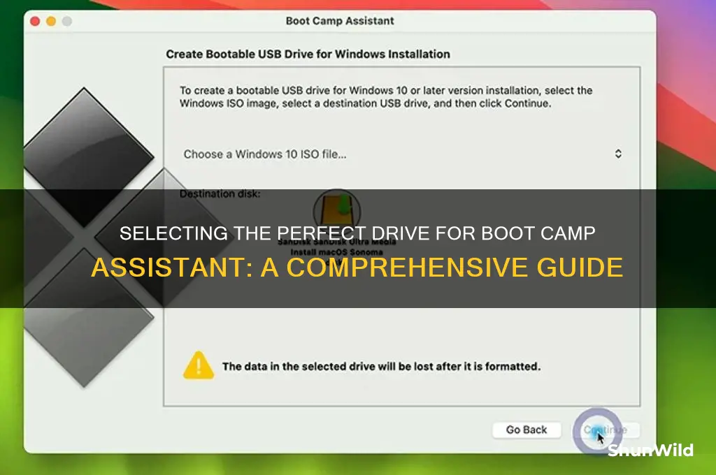 how to choose drive for boot camp assistant