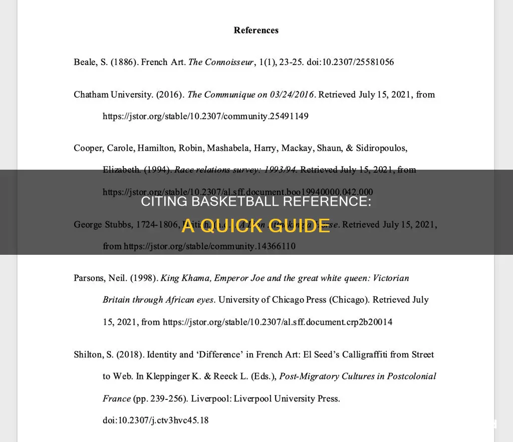 how to cite basketball reference