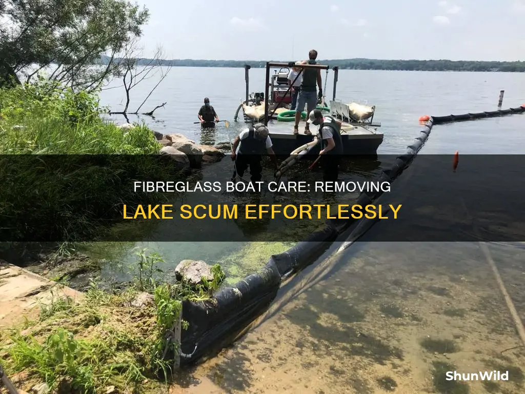 how to clean lake scum off fiberglass boat