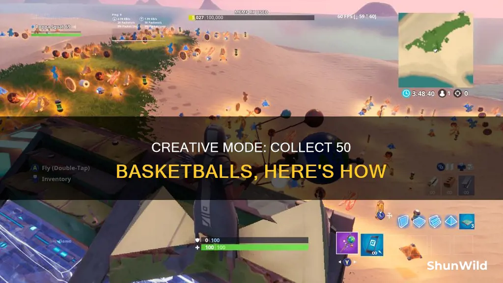 how to collect 50 basketballs in creative mode