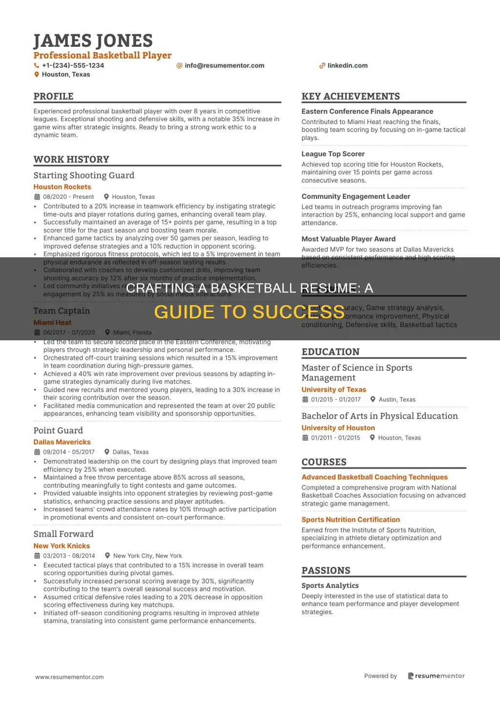 how to create a basketball resume