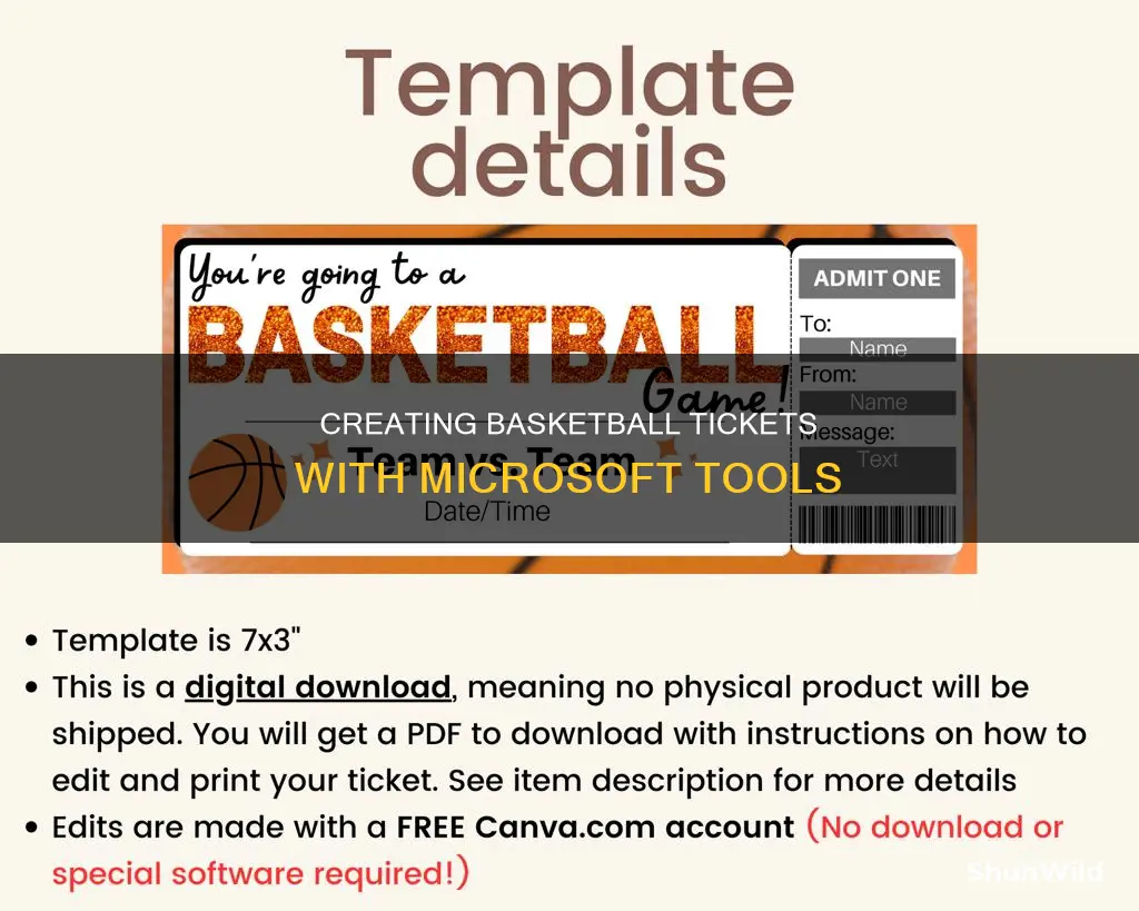 how to create basketball tickets in microsoft