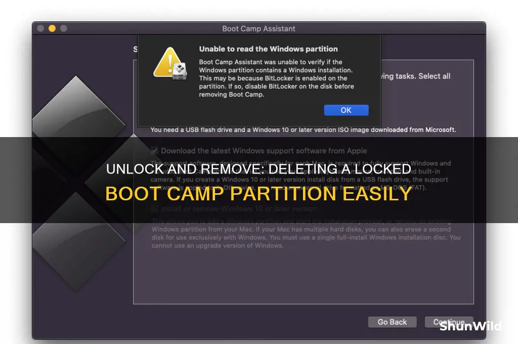 how to delete a locked boot camp partition