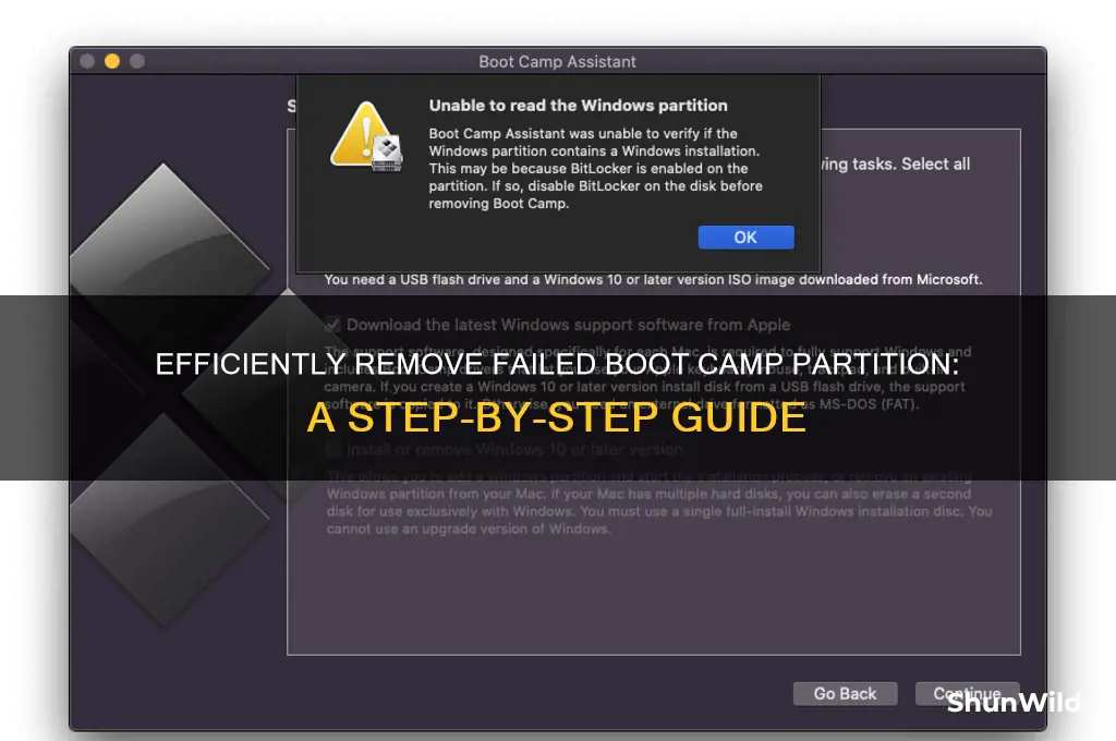 how to delete failed boot camp partition