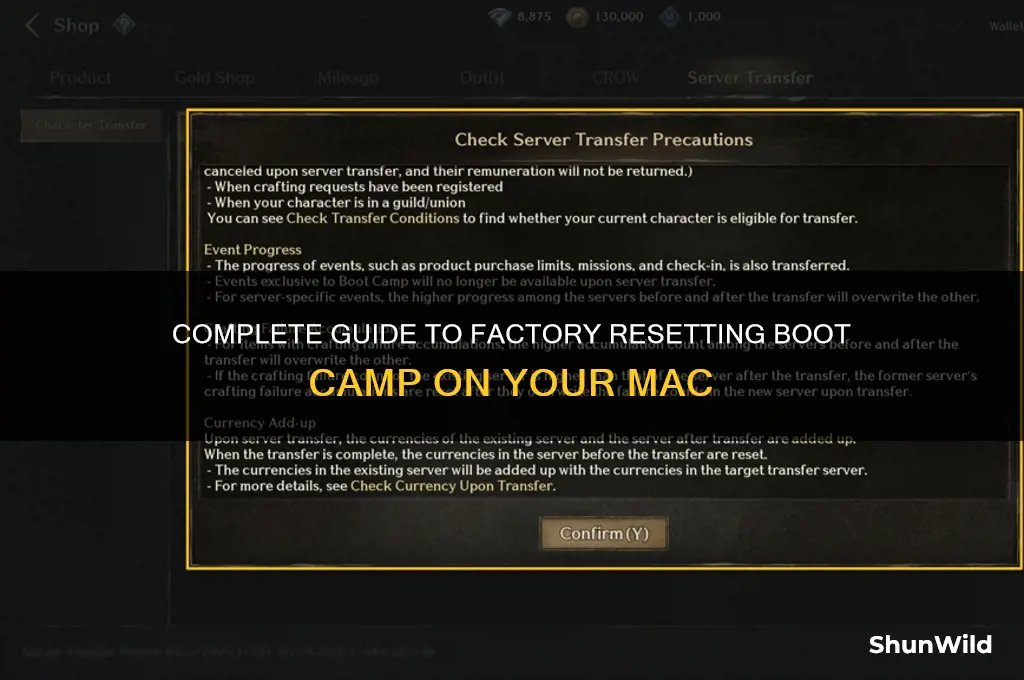 how to factory reset a boot camp mac