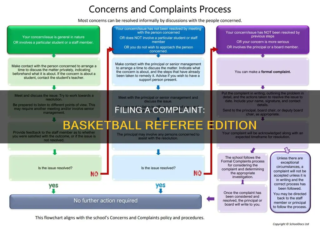 how to file a complaint against a basketball referee