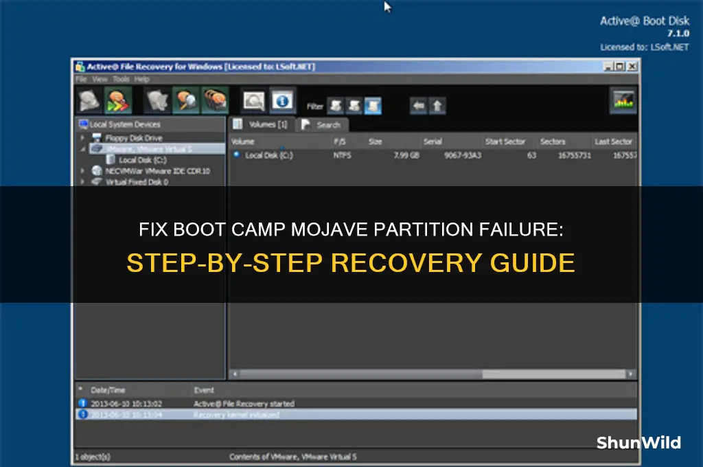 how to fix a drive partition failure boot camp mojave