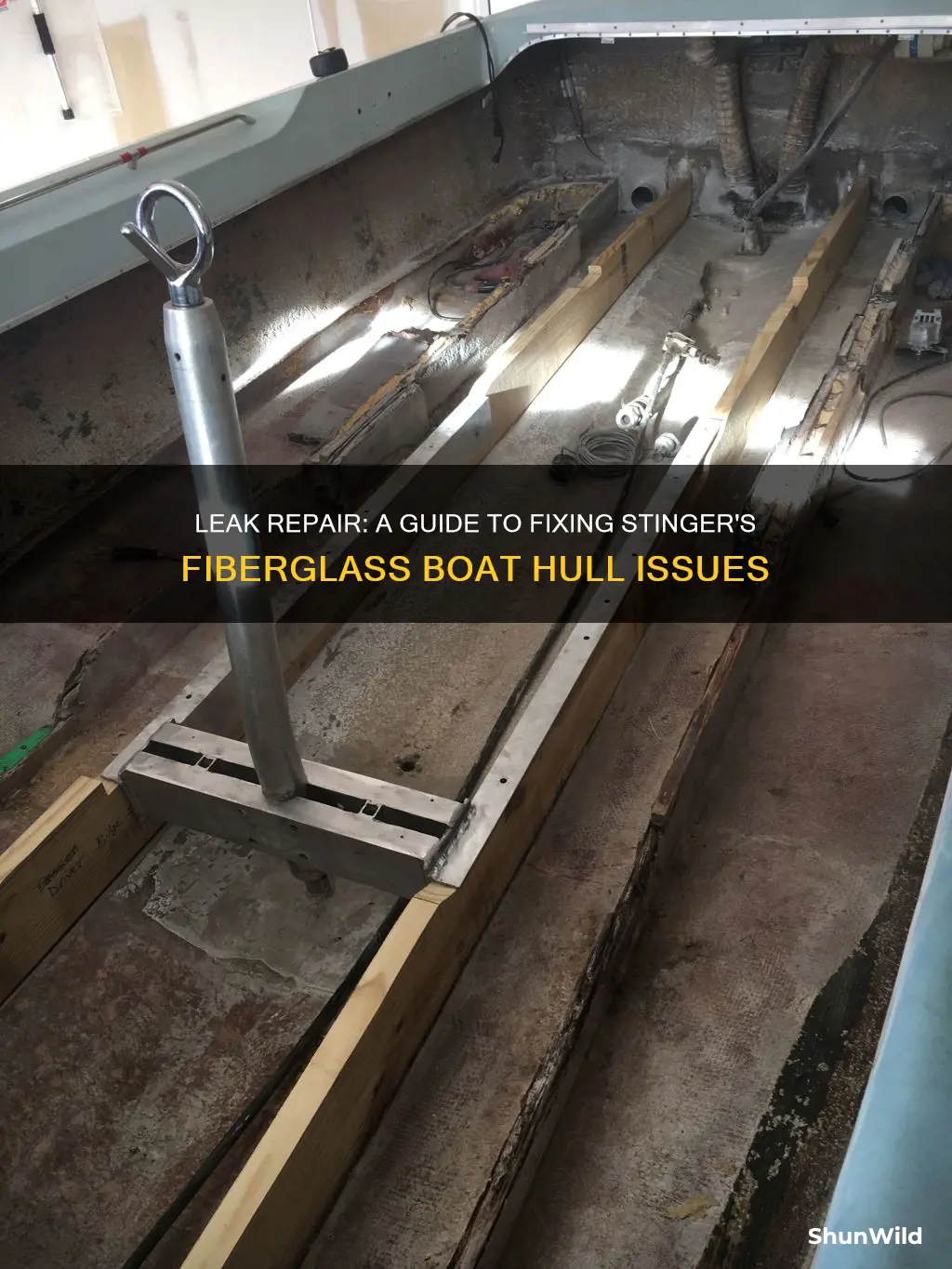 how to fix leak near stingers fiberglass boat hull