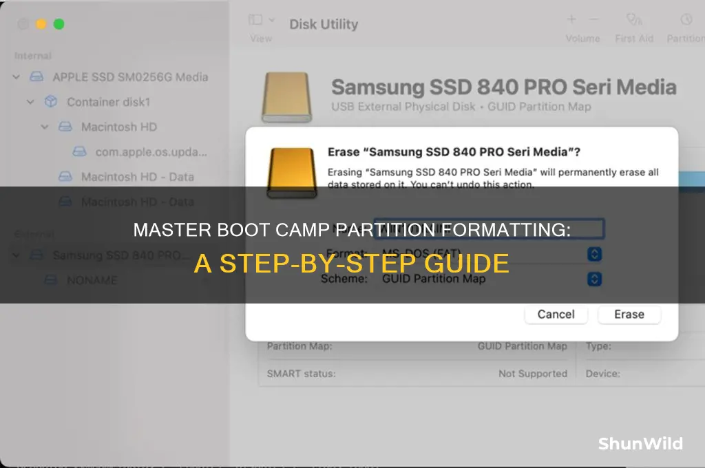 how to format boot camp partition