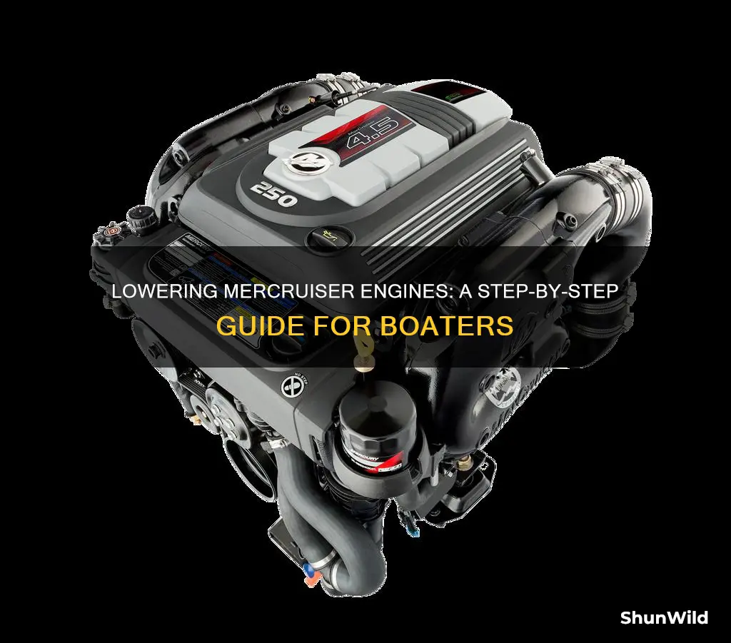 how to lower a mercruiser engine into a boat