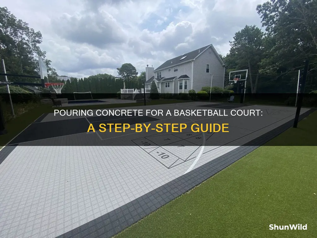how to pour concrete for a small basketball cort