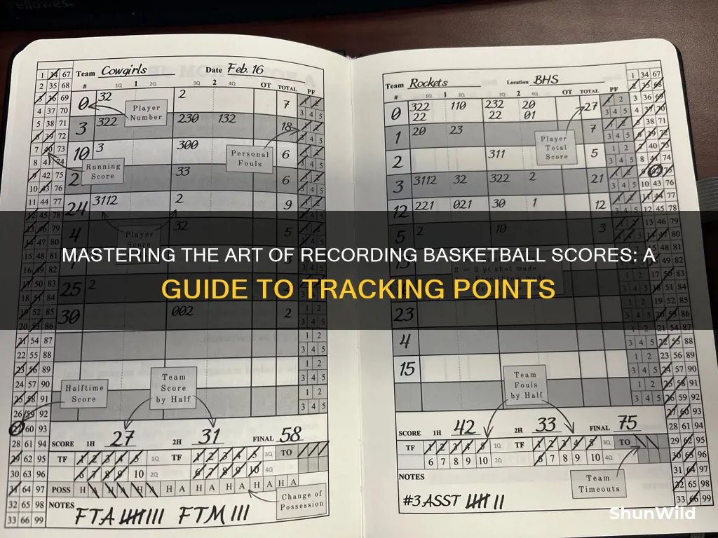 how to record the pob in basketball score book