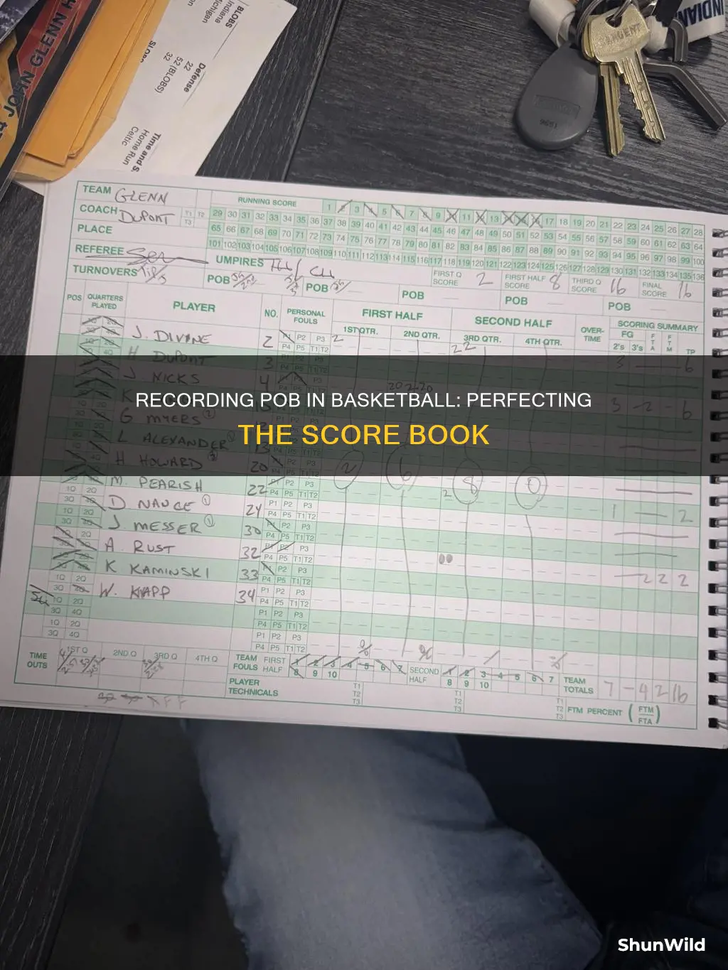how to record the pob in basketball score book