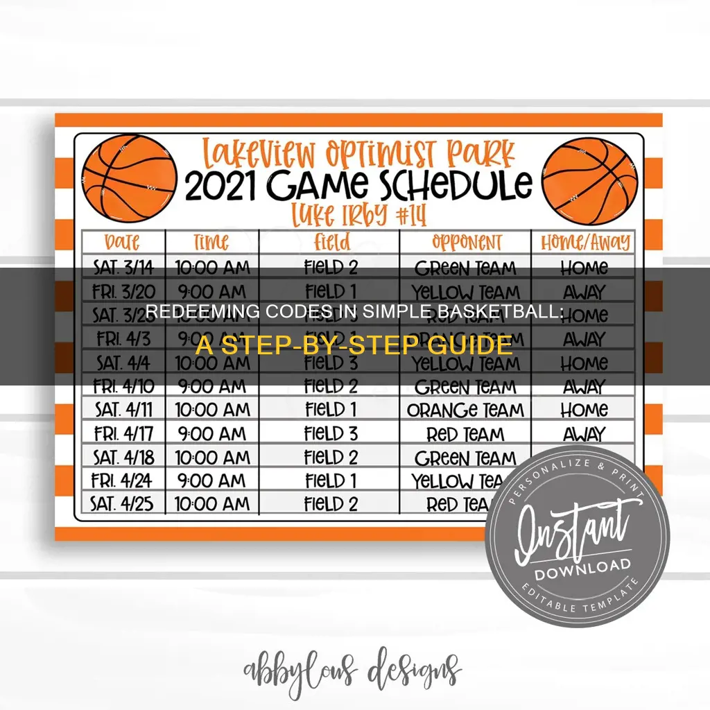 how to redeem codes in simple basketball