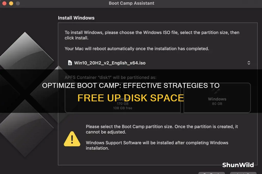 how to reduce disk space in boot camp