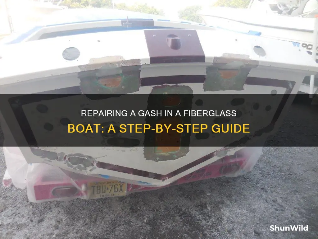how to repair gash in fiberglass boat