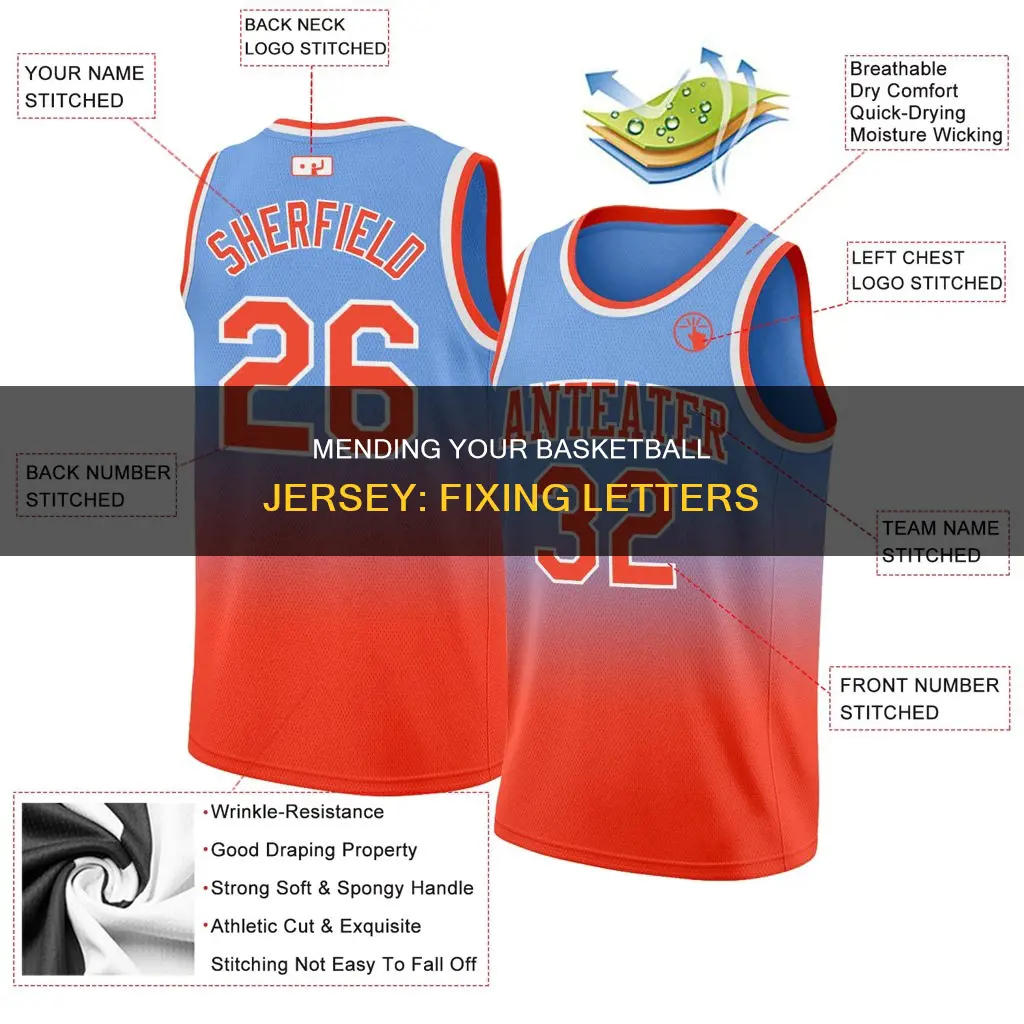 how to repair letter on basketball jersey