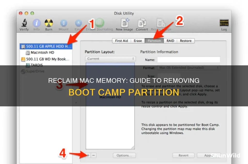 how to return memory to macintosh from boot camp partition