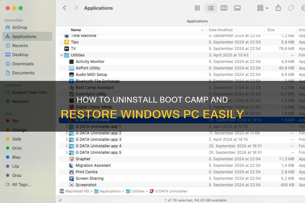 how to reverse boot camp on windows pc