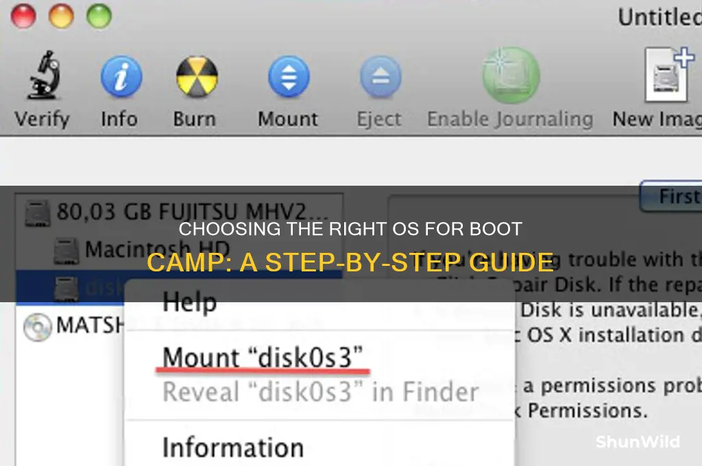 how to select os in boot camp
