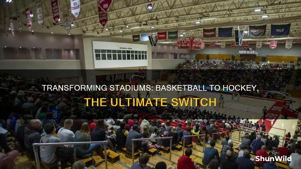 how to transform a stadium from basketball to hockey