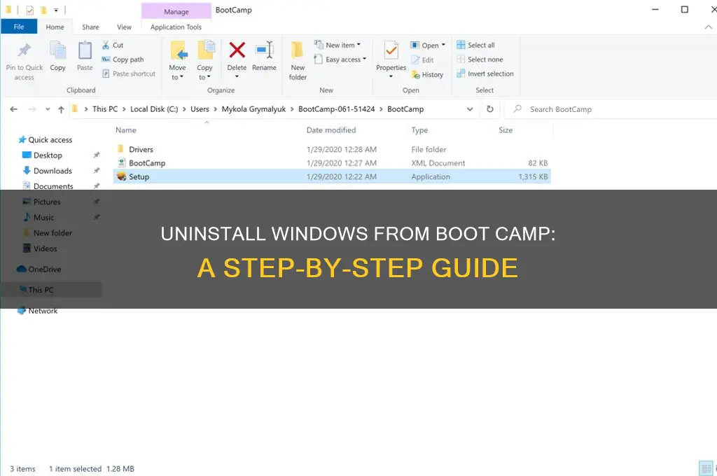 how to uninstall windows in boot camp