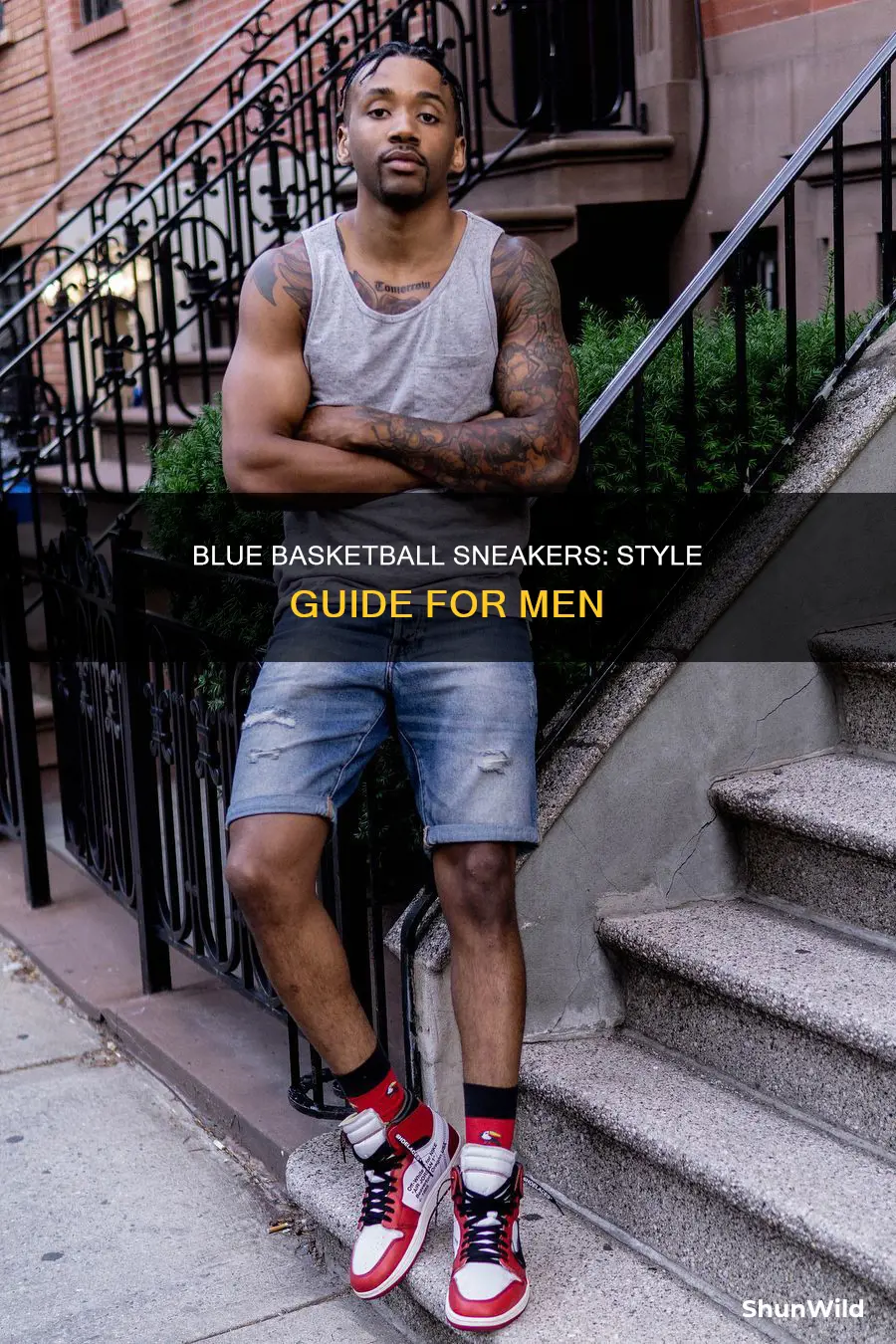 how to wear blue basketball sneakers for men