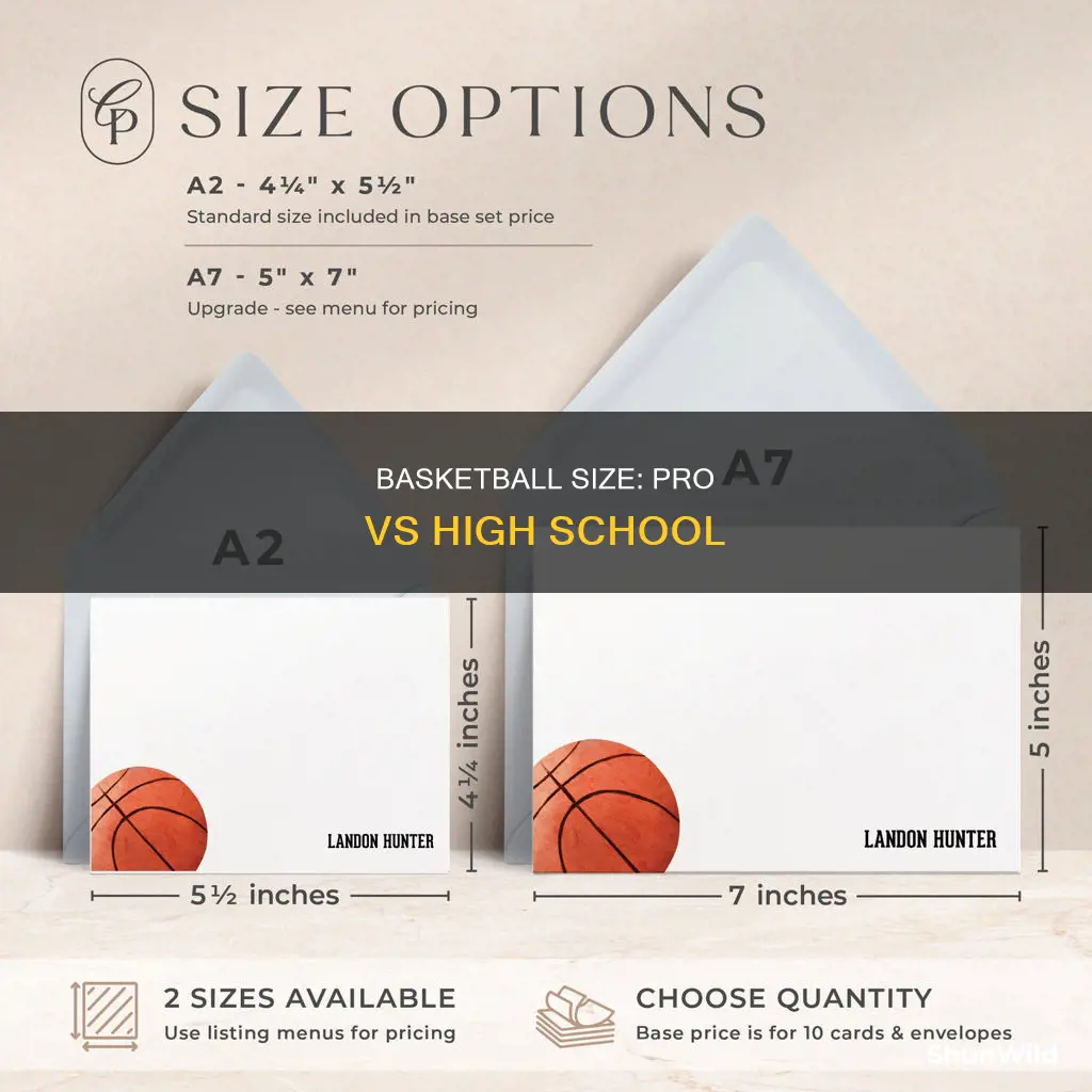 is high school ball same size as pro basketball