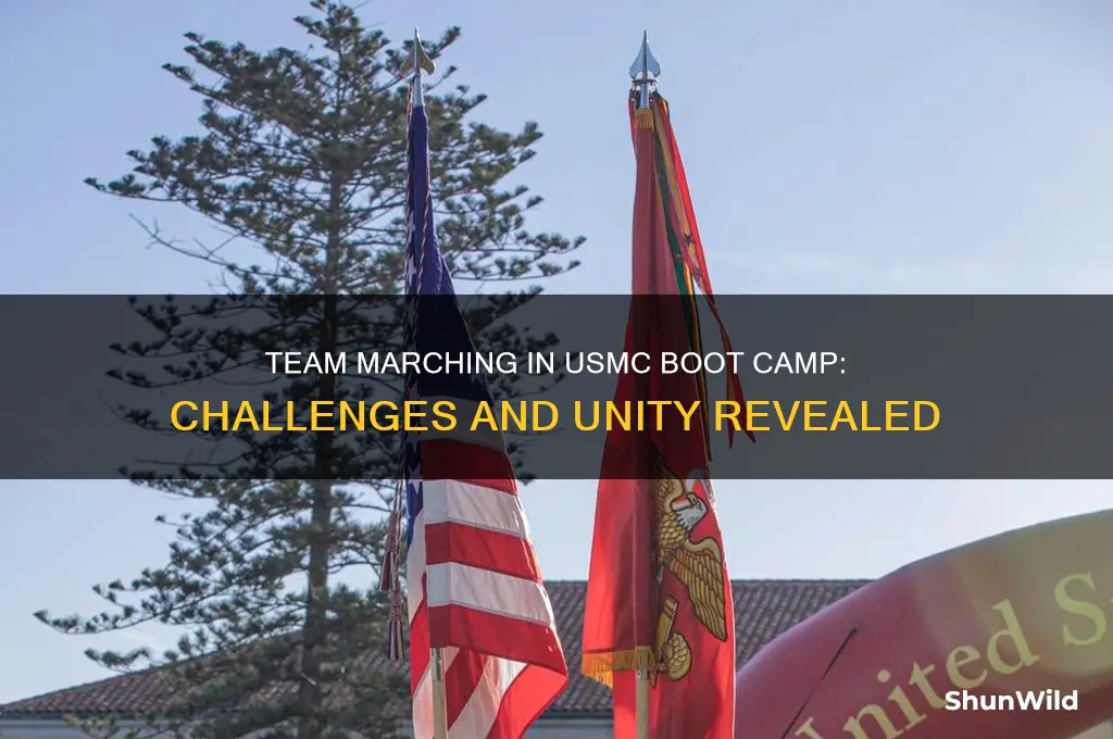 is marching as a team hard in usmc boot camp