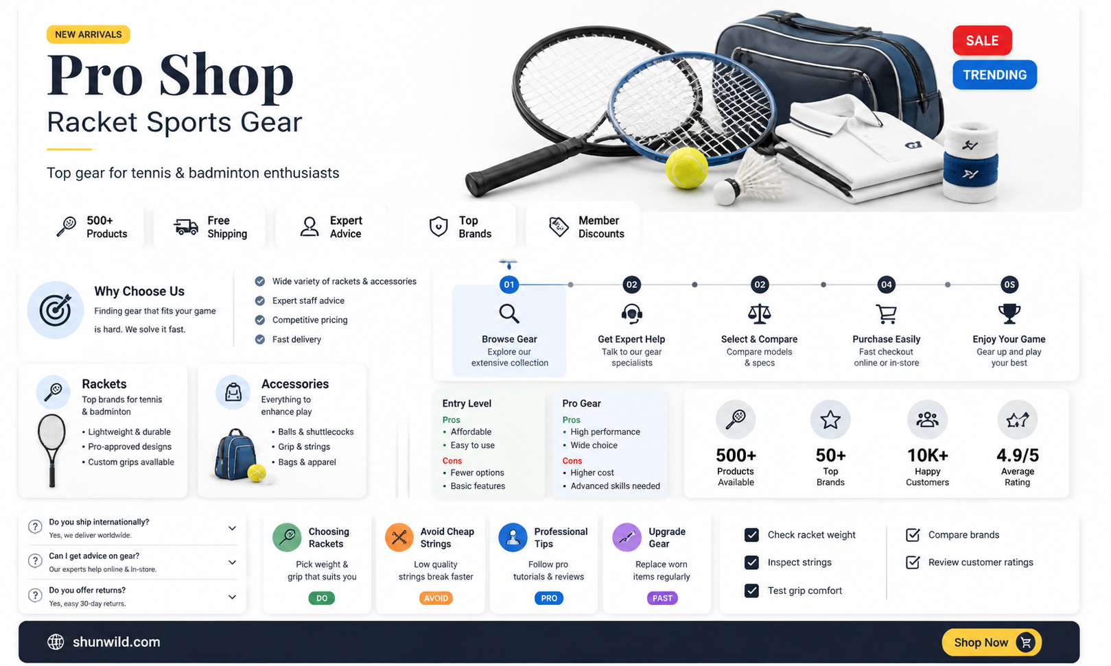 am sport badminton squash tennis equipment pro shop