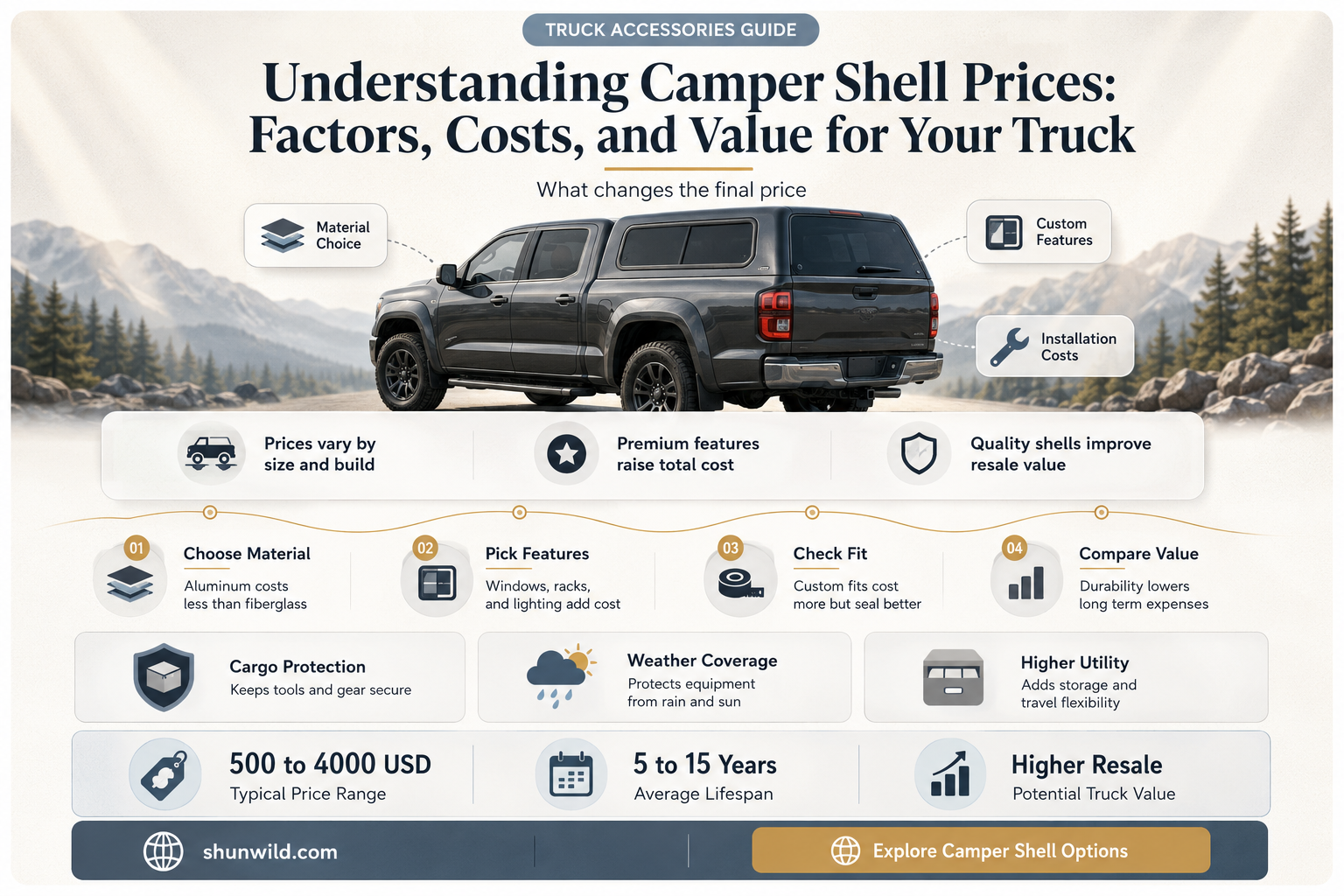 are camper shell prices